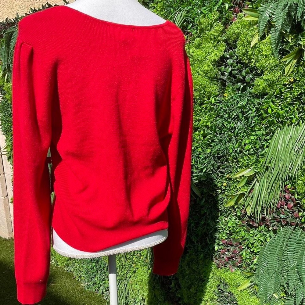 M By Marled Size Large Red sweater with gold heart buttons - Picture 3 of 4